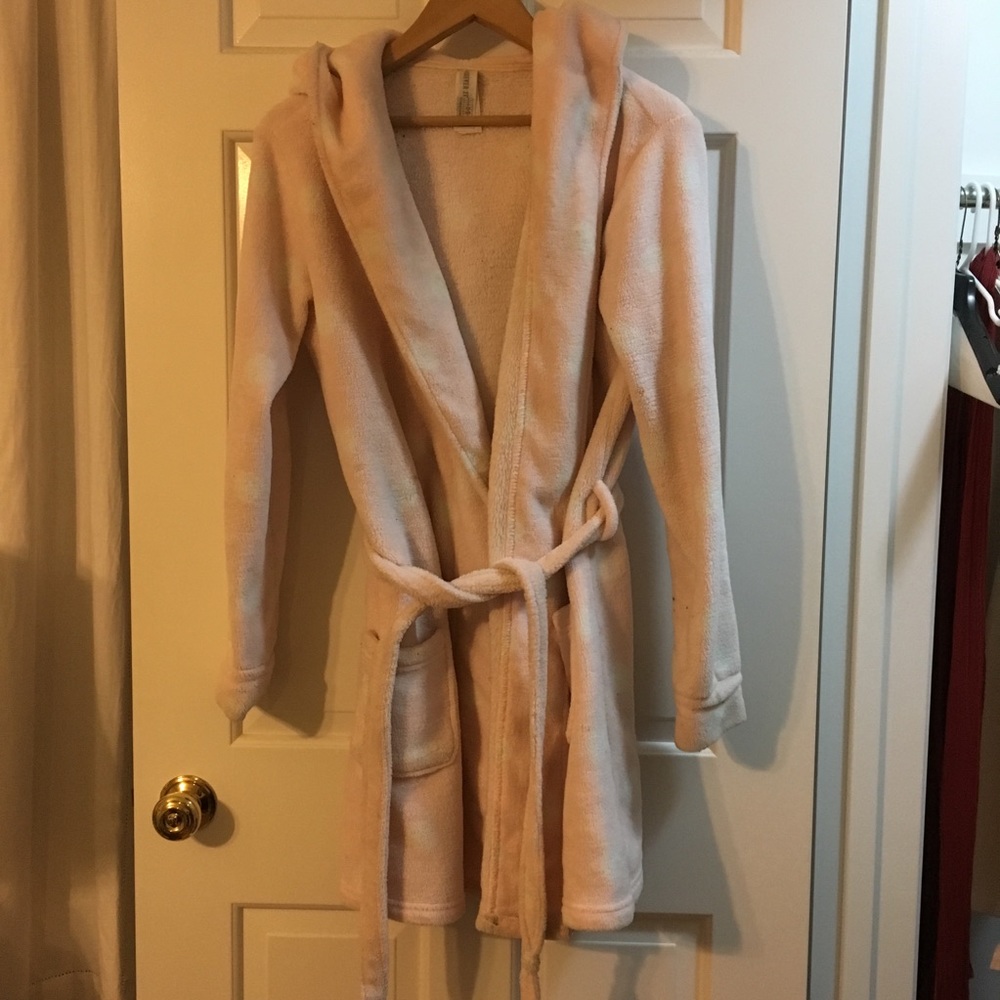 Pink cozy polka dot bathrobe